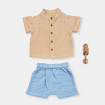 Load image into Gallery viewer, Peach Shirt and Blue Shorts Set
