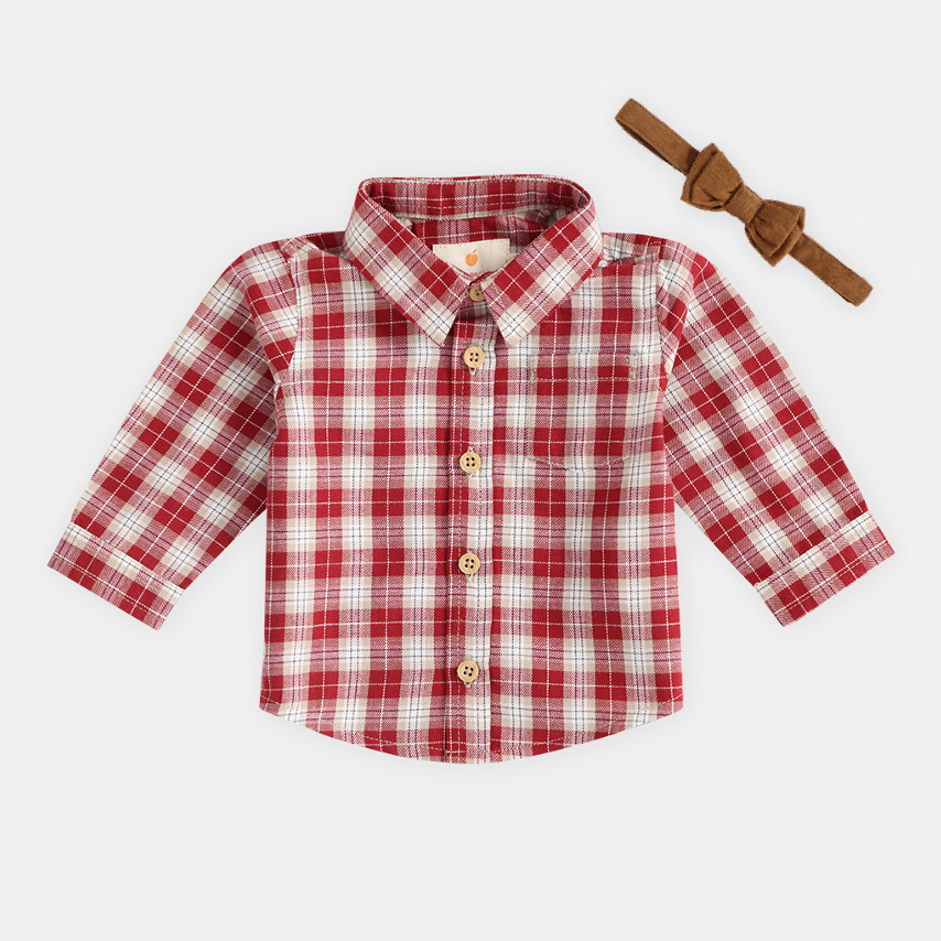 Baby red check 2024 shirt