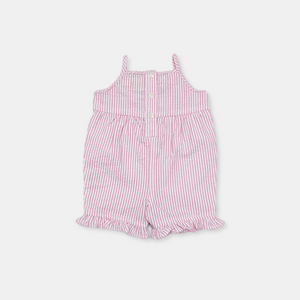 Pink Stripe Romper and Hat Set